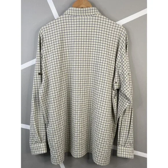 LL Bean Outdoors Textured Long Sleeve Shirt Camping Men’s L Reg Khaki Check - Picture 2 of 16